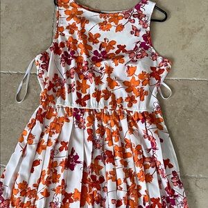 Charming Charlie White Dress with Orange & Pink Floral Print